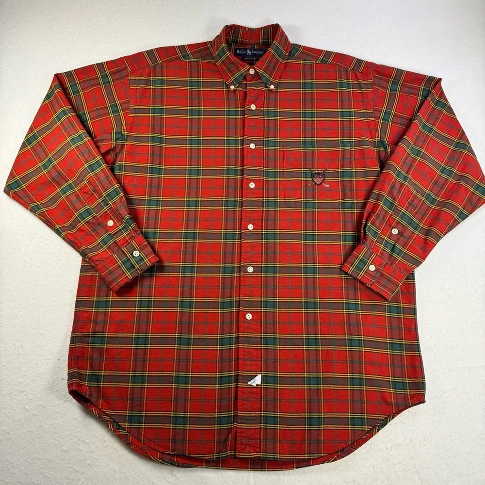 Ralph Lauren Shirt Men’s Medium Plaid Button Down Crest Logo - Picture 4 of 15